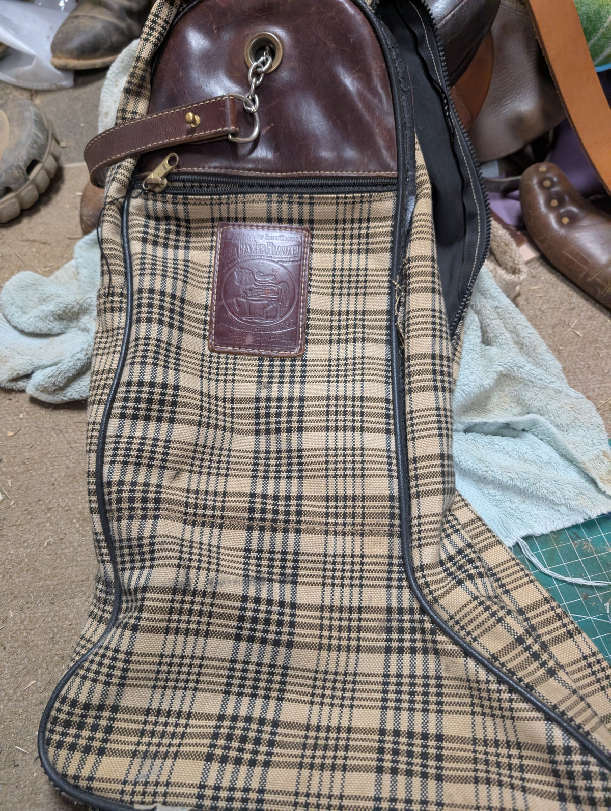 Baker Plaid and Leather Crossbody