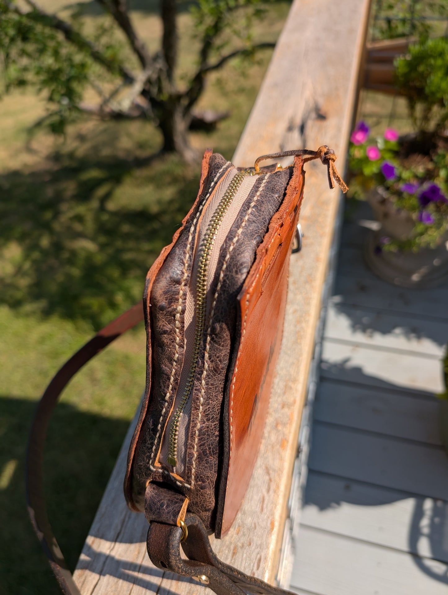 Ostrich Brown & Cognac Forward Seat Billet Guard Bag