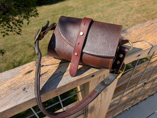 Dark Brown Buffalo Leather Half Pass Shoulder Bag