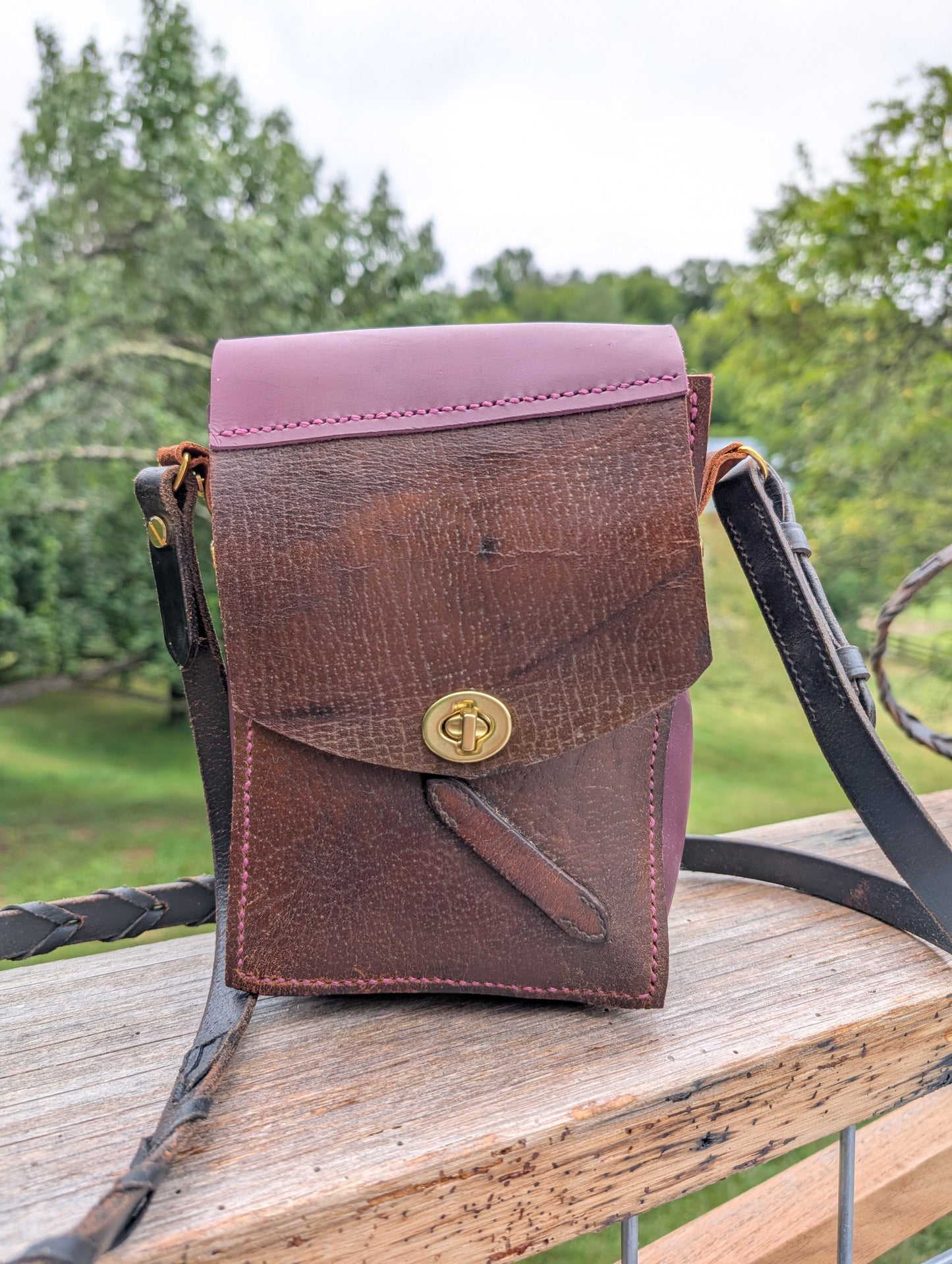 Brown and Plum Half Halt Crossbody