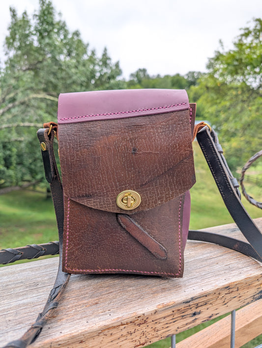 Brown and Plum Half Halt Crossbody