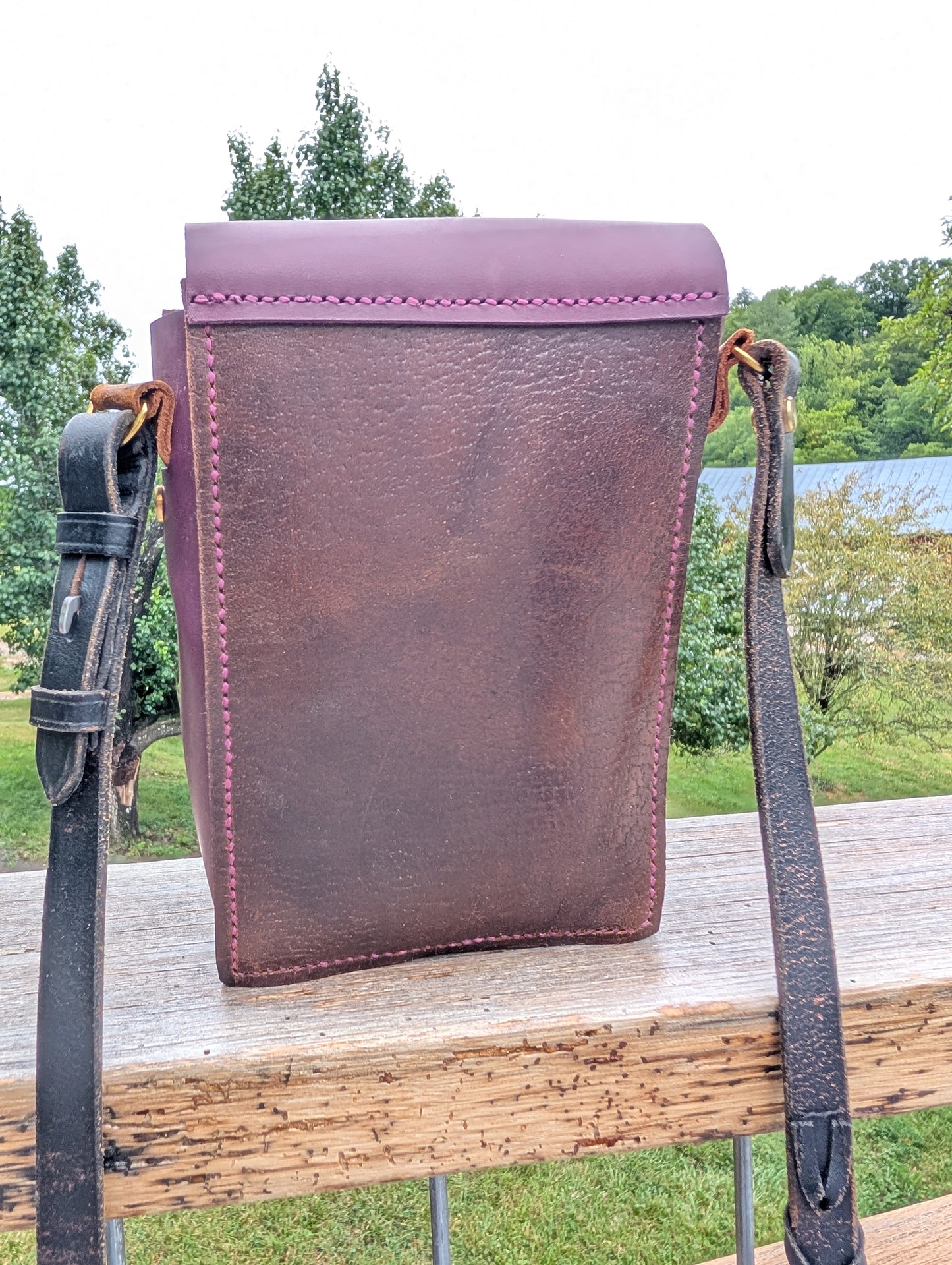 Brown and Plum Half Halt Crossbody