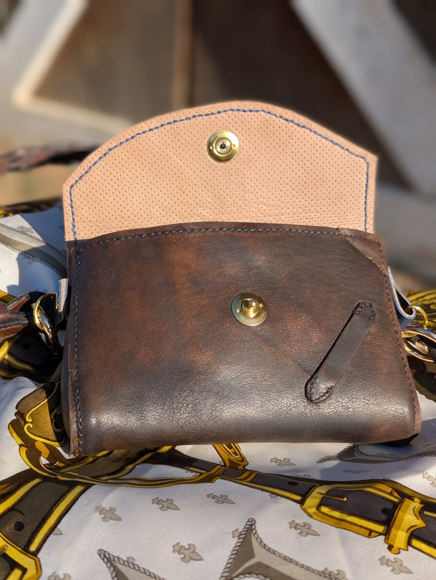 Dark Brown Borelli Renvers Crossbody/Clutch with cream interior