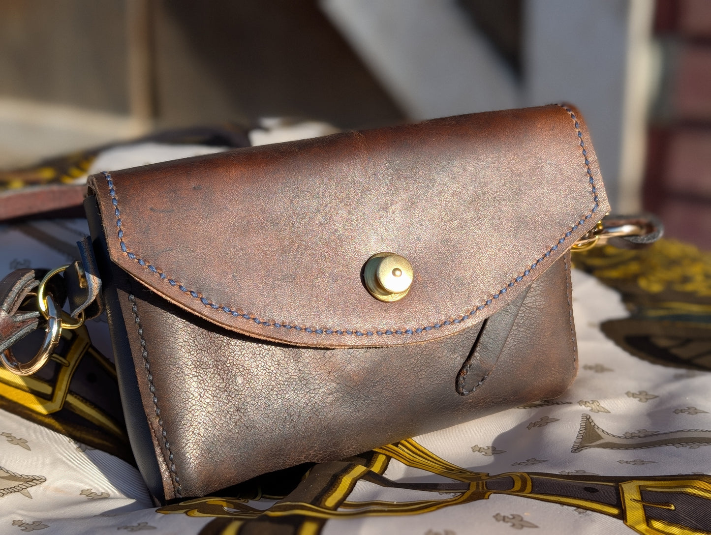 Dark Brown Borelli Renvers Crossbody/Clutch with cream interior