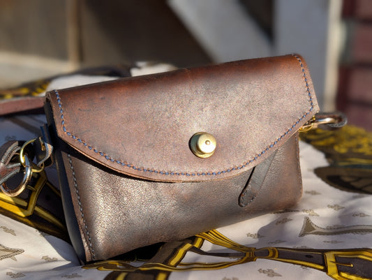 Dark Brown Borelli Renvers Crossbody/Clutch with cream interior
