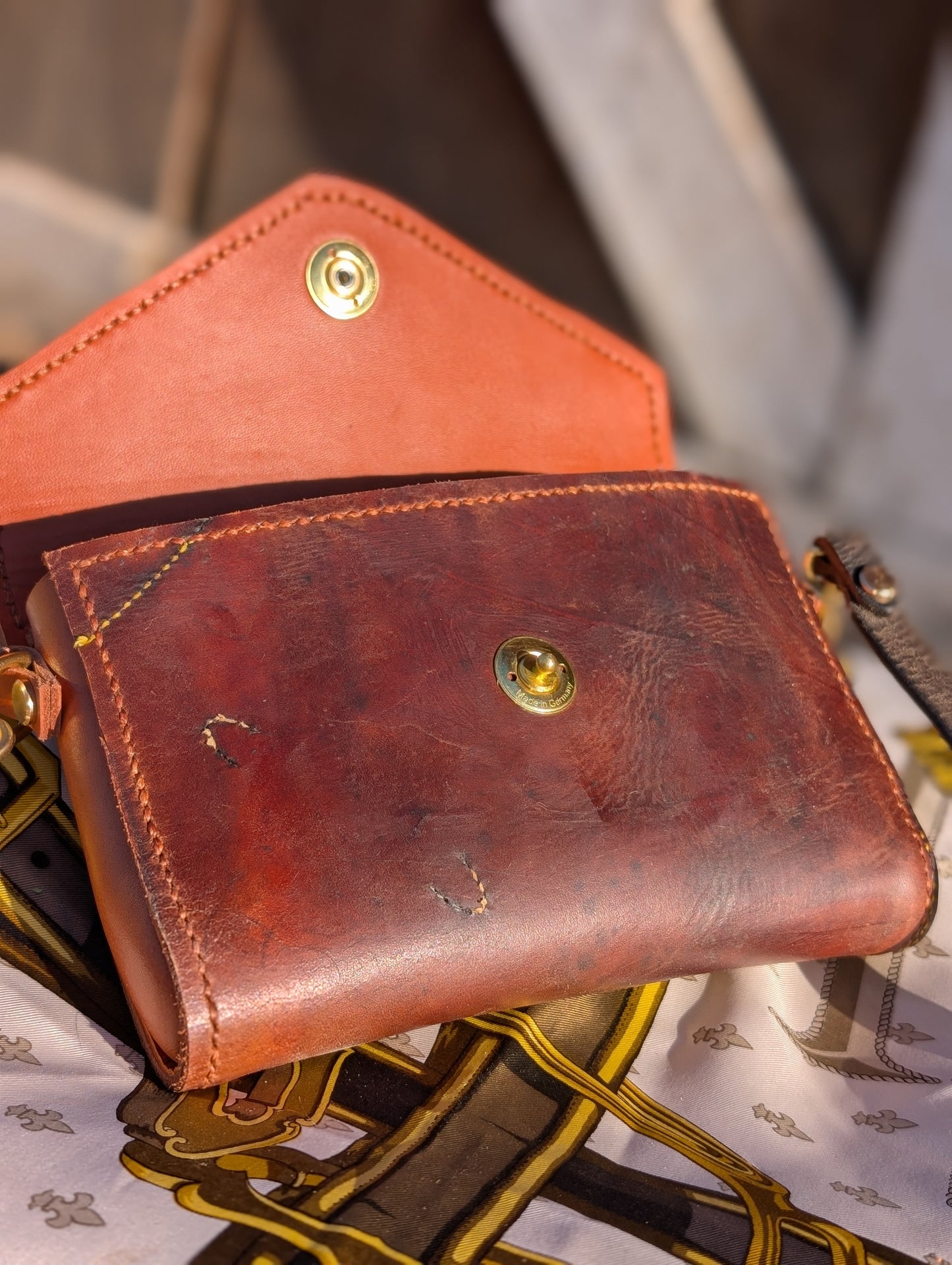 Brown Renvers Crossbody/Clutch with Orange interior