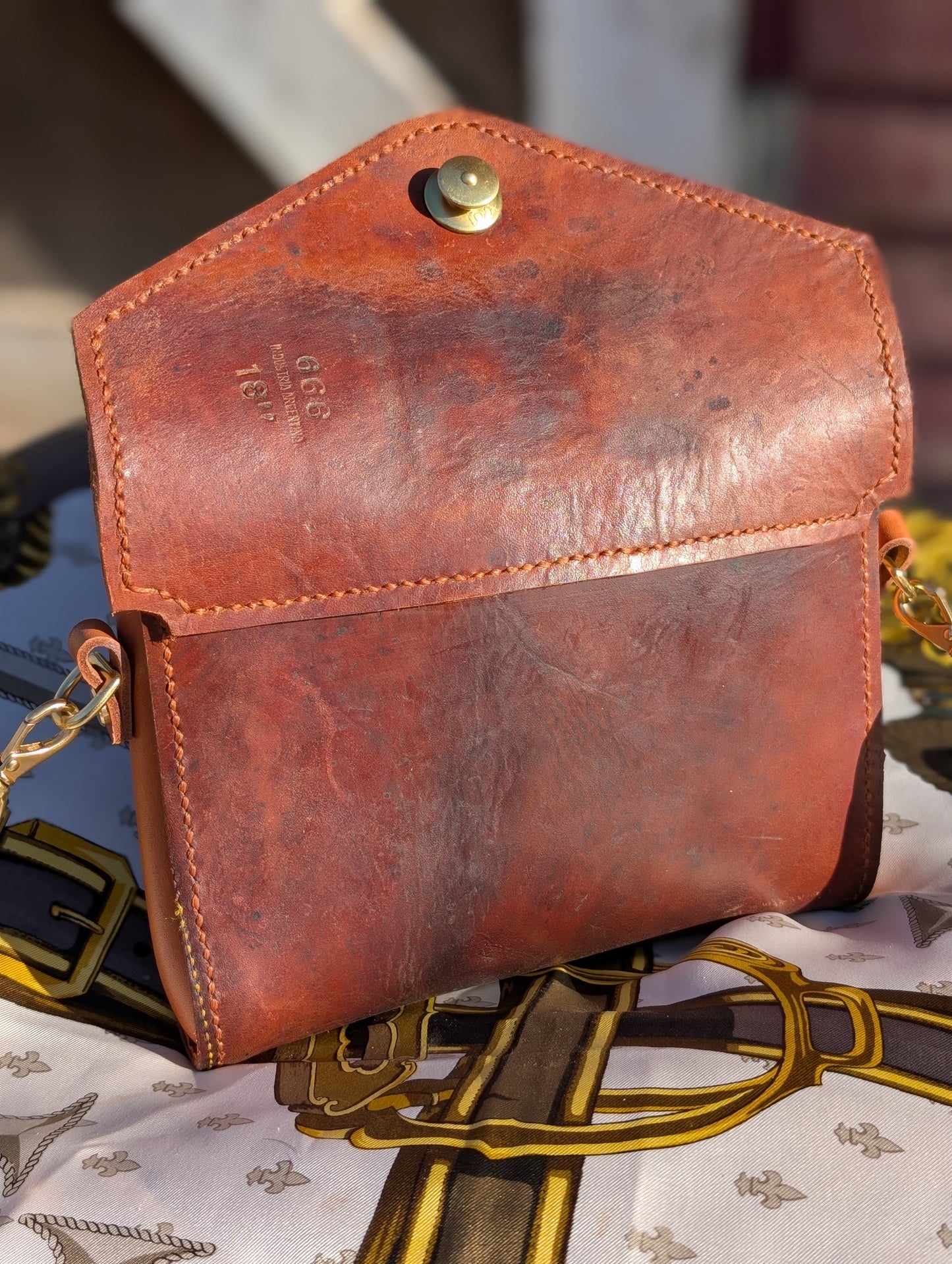 Brown Renvers Crossbody/Clutch with Orange interior
