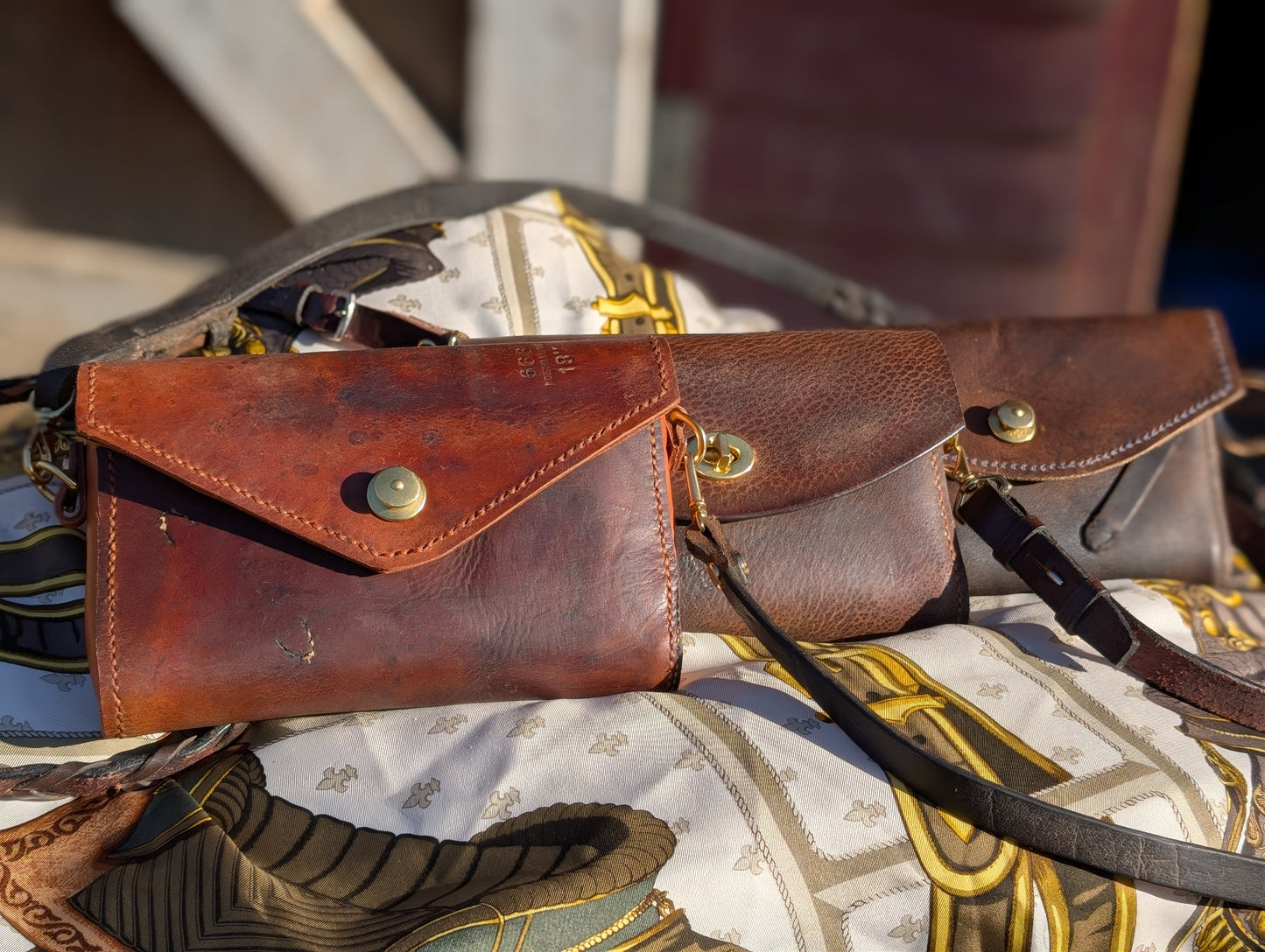 Brown Renvers Crossbody/Clutch with Orange interior