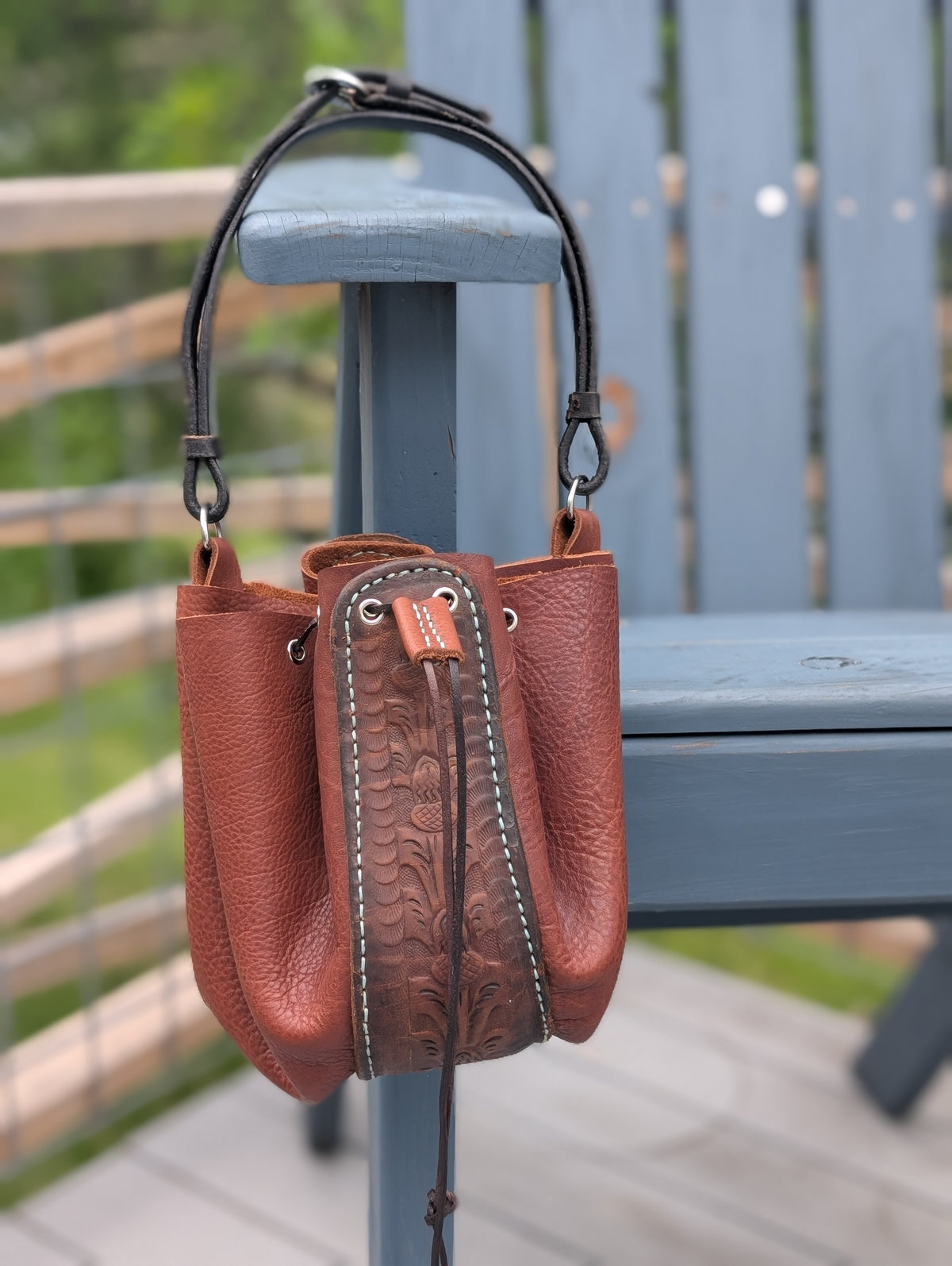 Tooled Stirrup Bucket Bag