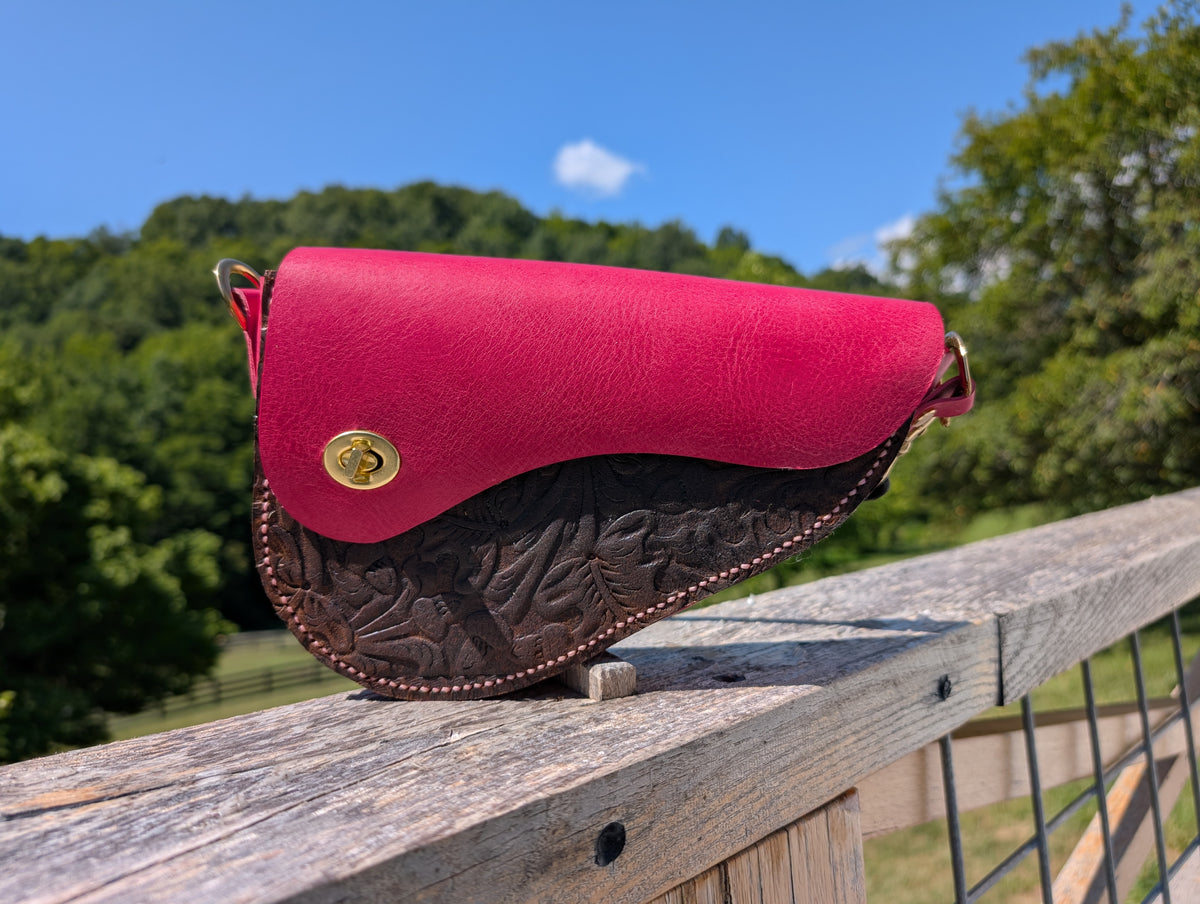 Pink Tooled Wenglish Shoulder Bag