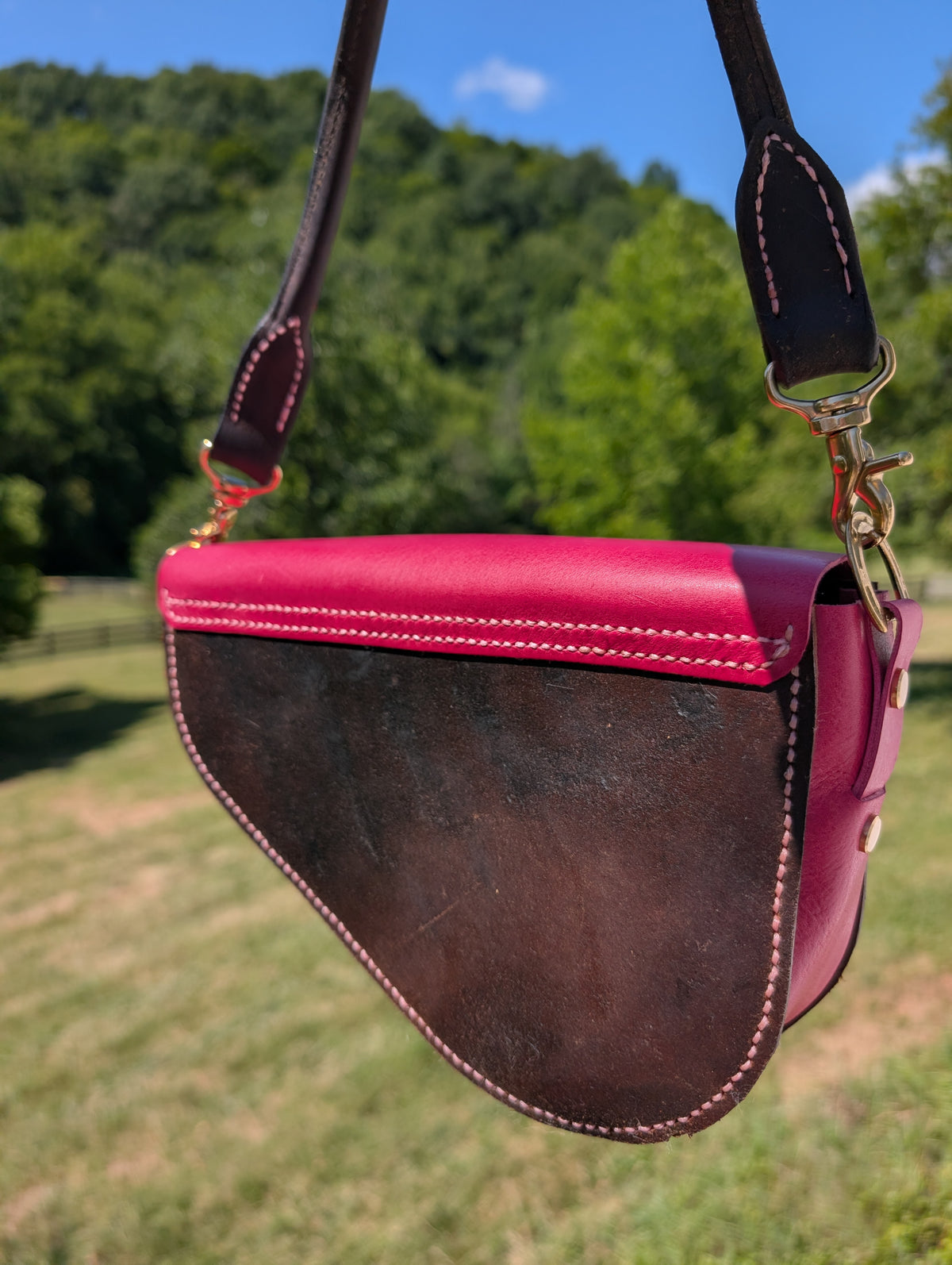 Pink Tooled Wenglish Shoulder Bag