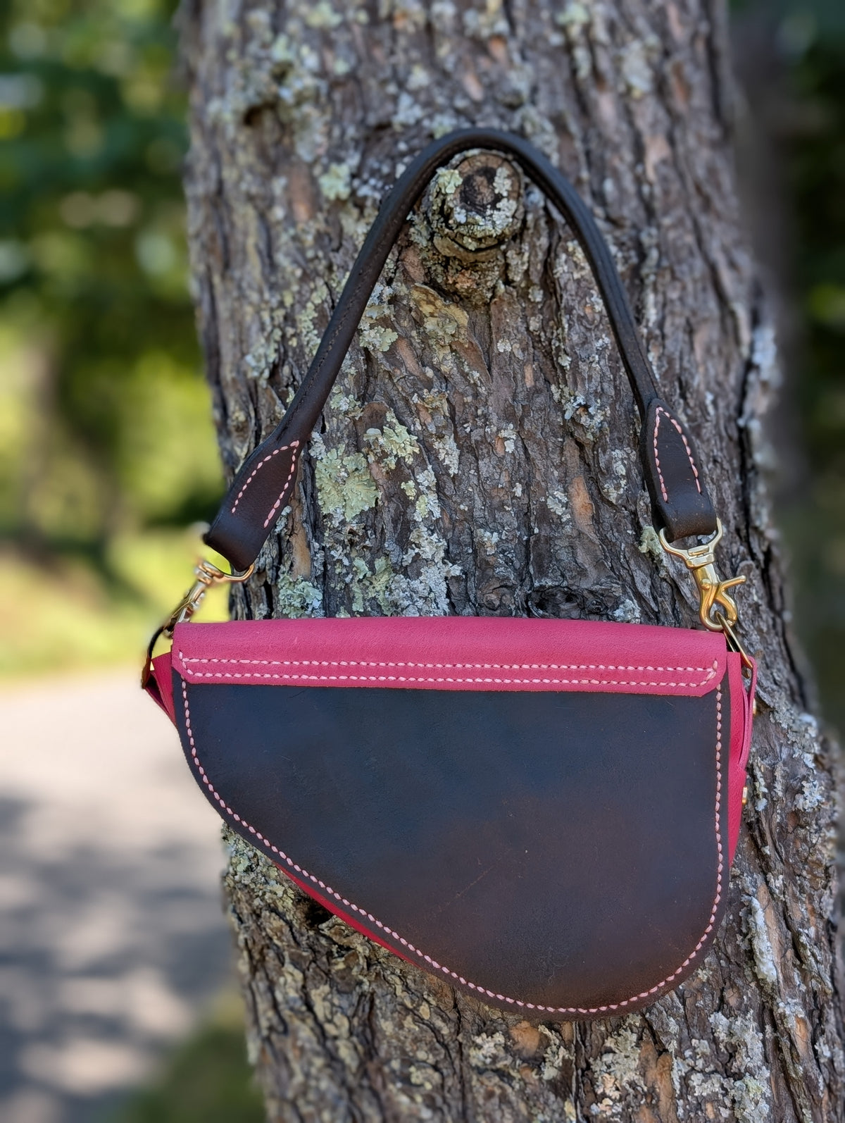 Pink Tooled Wenglish Shoulder Bag