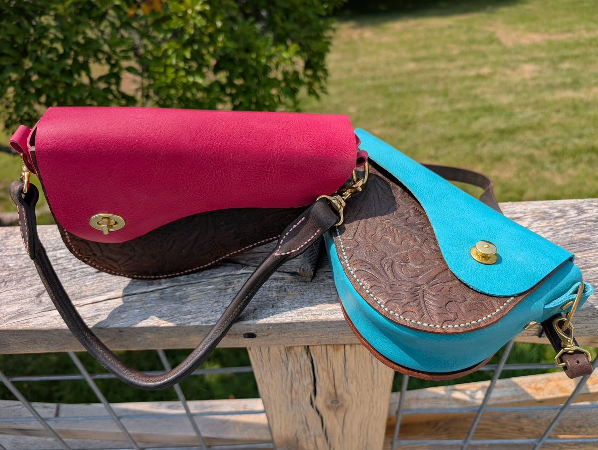 Pink Tooled Wenglish Shoulder Bag