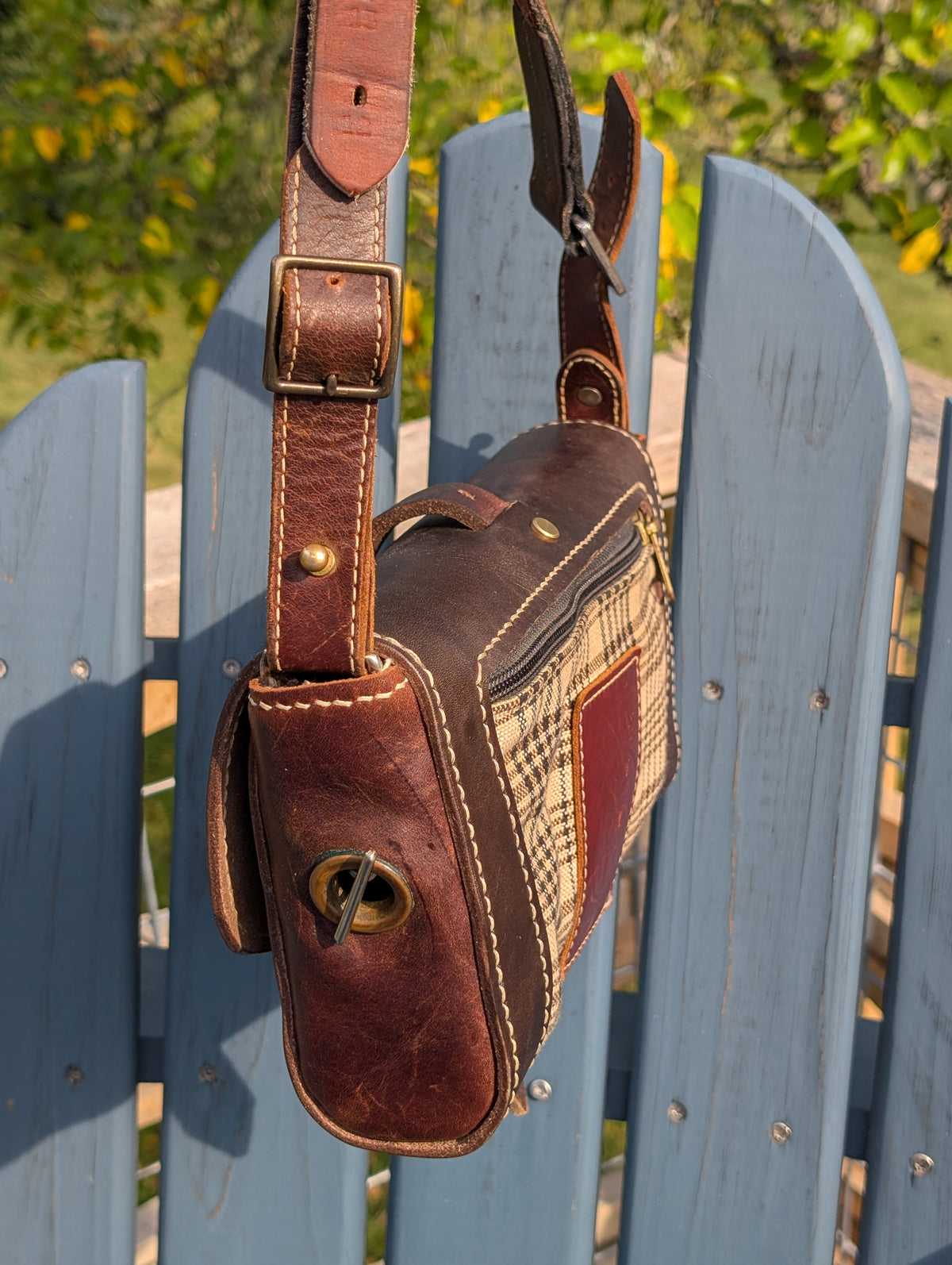Baker Plaid and Leather Crossbody